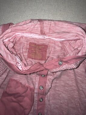 Vtg American Eagle Pink Striped Button-Front Henley